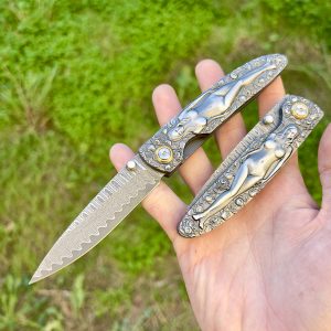 Couteau pliant acier damas femme nue #264