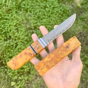 Couteau acier damas style japonais manche bois #263