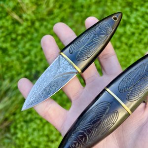 Petite dague double tranchant damas cicada style japonais #267