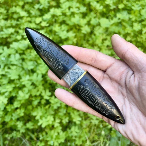 Petite dague double tranchant damas cicada style japonais #267 – Image 5