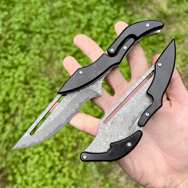 Couteau pliant damas friction bois noir #273 – Image 2