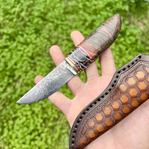 Couteau artisanal insert mammouth rouge #274