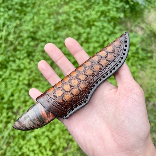 Couteau artisanal insert mammouth rouge #274 – Image 3