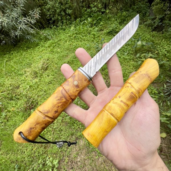 Couteau lame fixe damas bois stabilisé #286 – Image 2