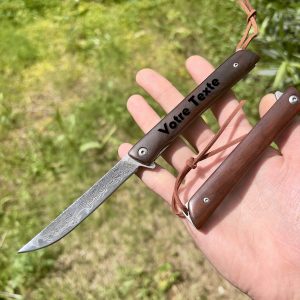 Couteau pliant damas personnalisable bois #307