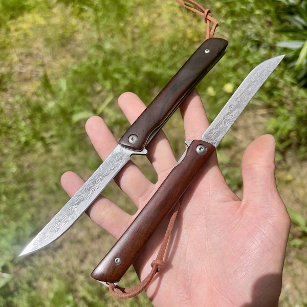Couteau pliant damas personnalisable bois #307 – Image 3