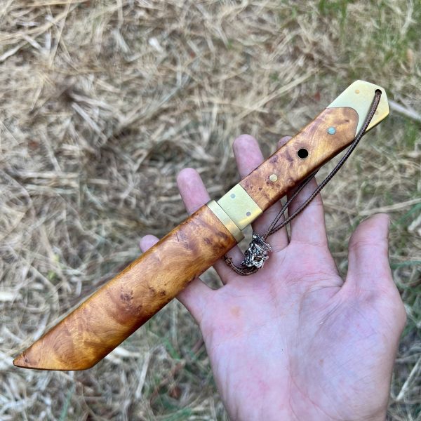Couteau lame fixe damas tanto bois stabilisé #310 – Image 3