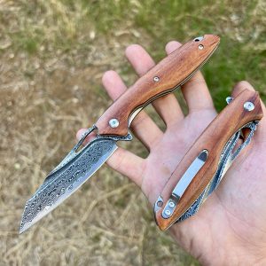 Couteau pliant acier damas noir #313