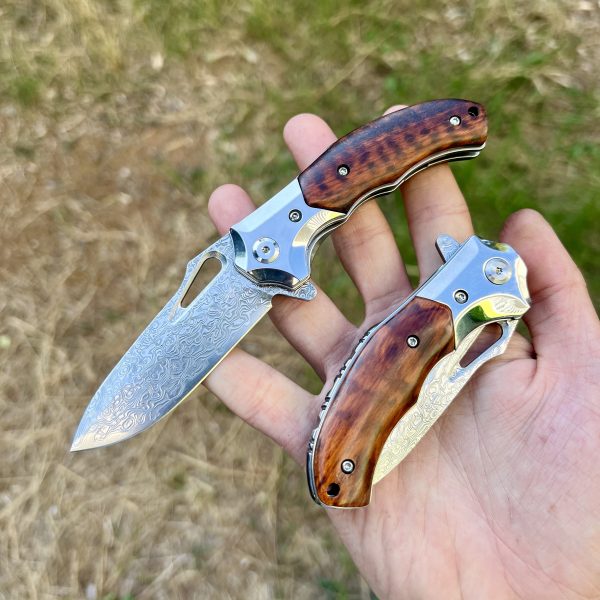 Petit couteau pliant damas bois de serpent / amourette #316 – Image 3