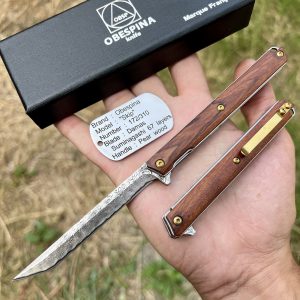 Obespina « Skip » couteau pliant damas gentleman folder gold marque Française  #312