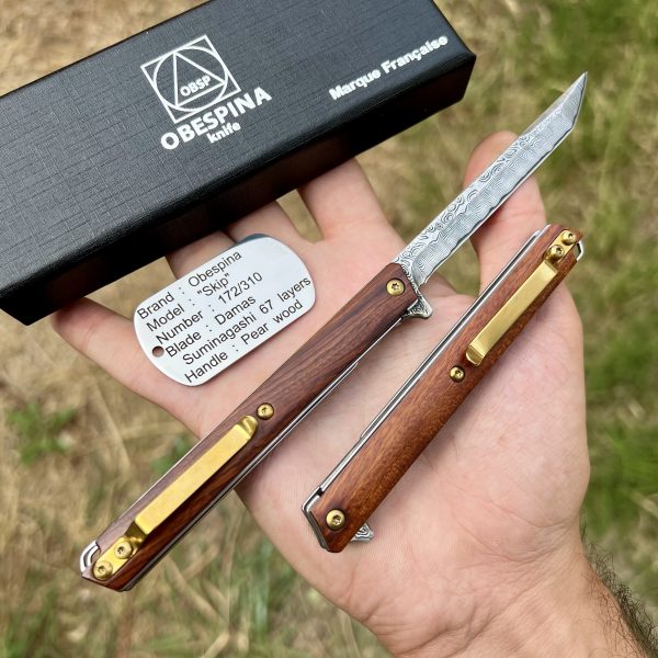 Obespina « Skip » couteau pliant damas gentleman folder gold marque Française  #312 – Image 3