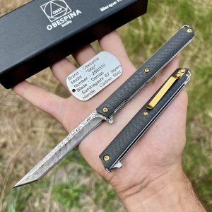 Obespina Skip couteau pliant damas gold manche carbone gentleman folder marque française  #315