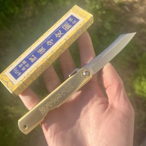 Petit couteau pliant traditionnel japonais HIGONOKAMI laiton gold #318